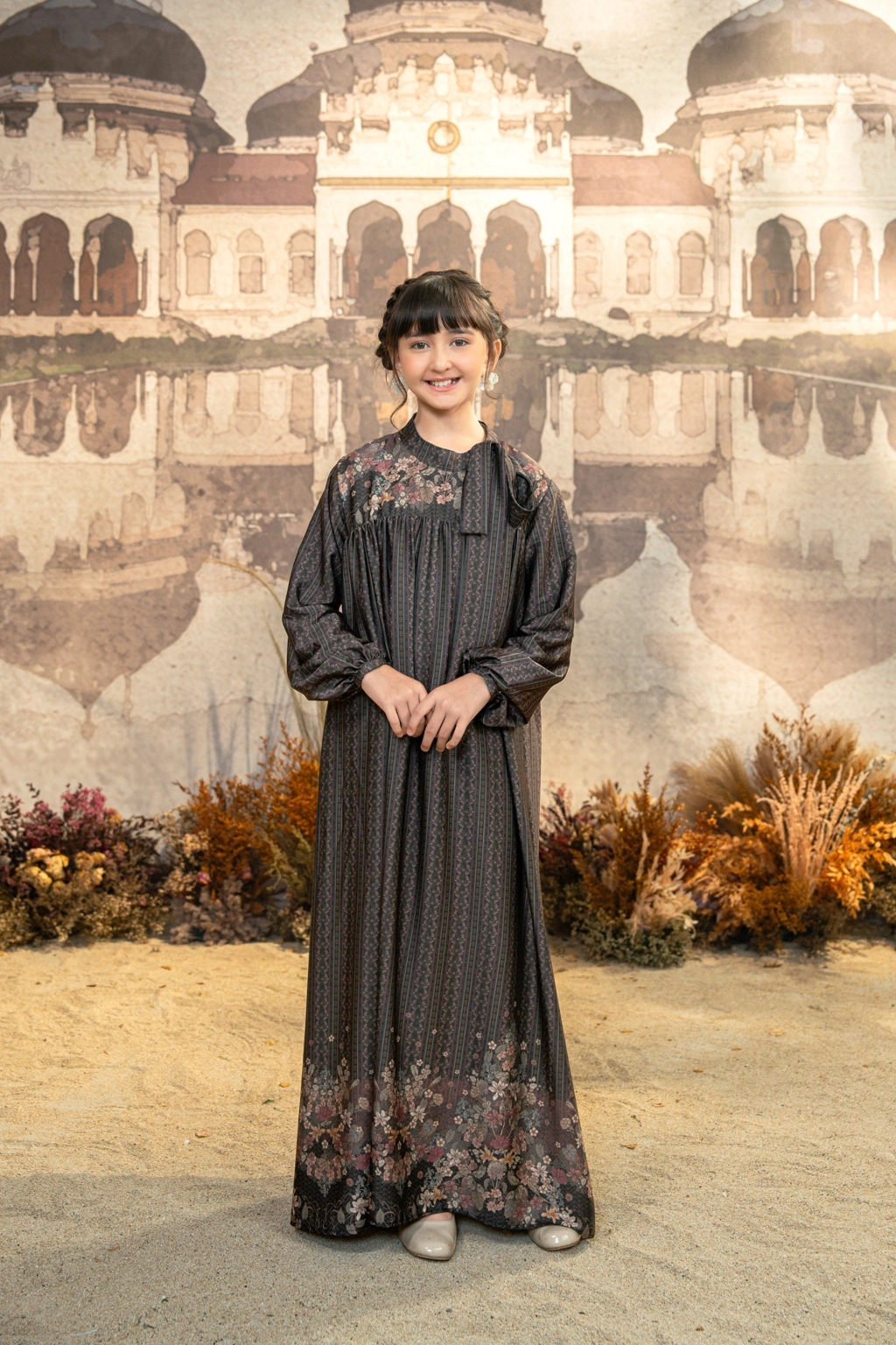 Meutia Dress Kids in Charcoal Black