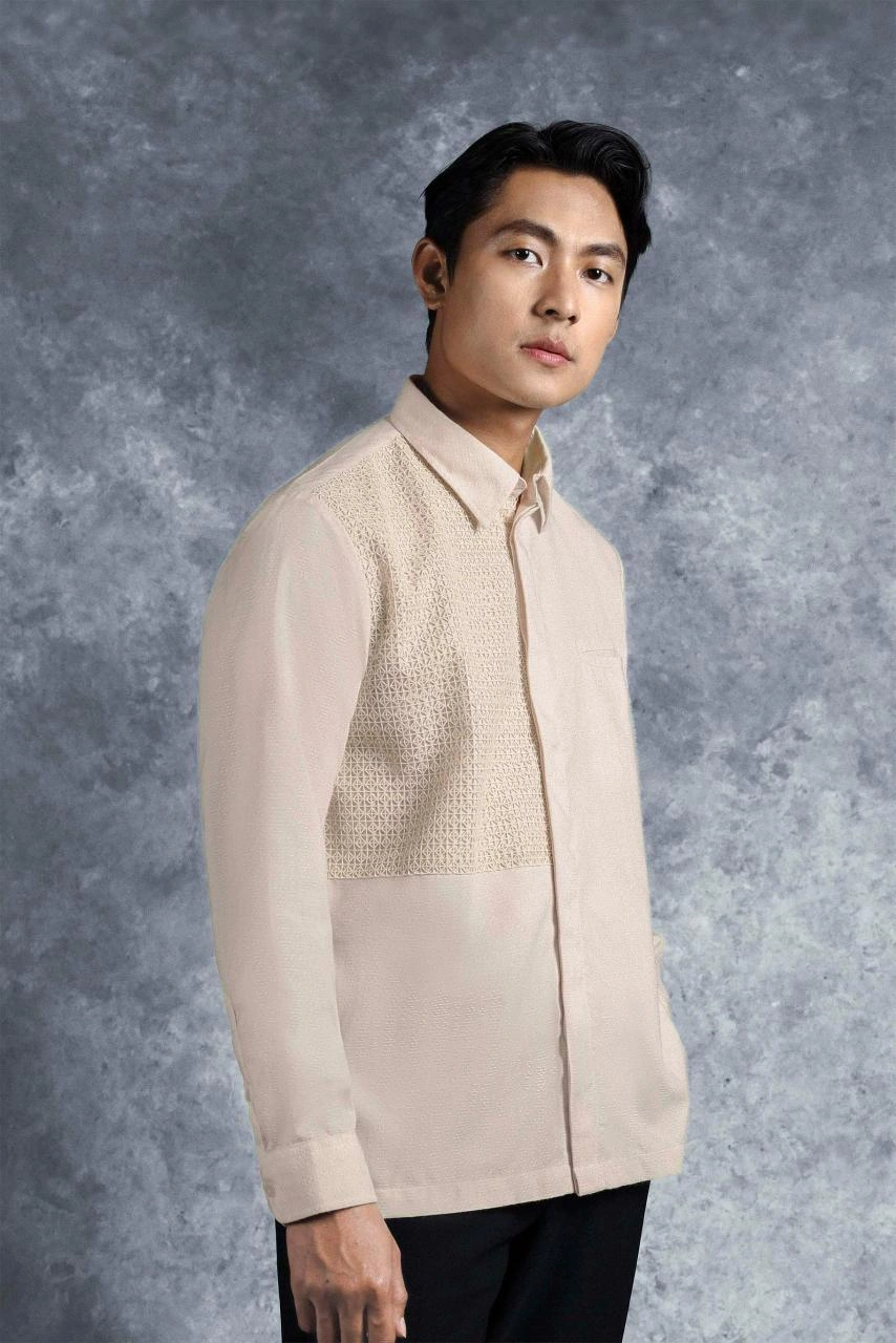 Kemeja Elok Brokat Lengan Panjang Palem