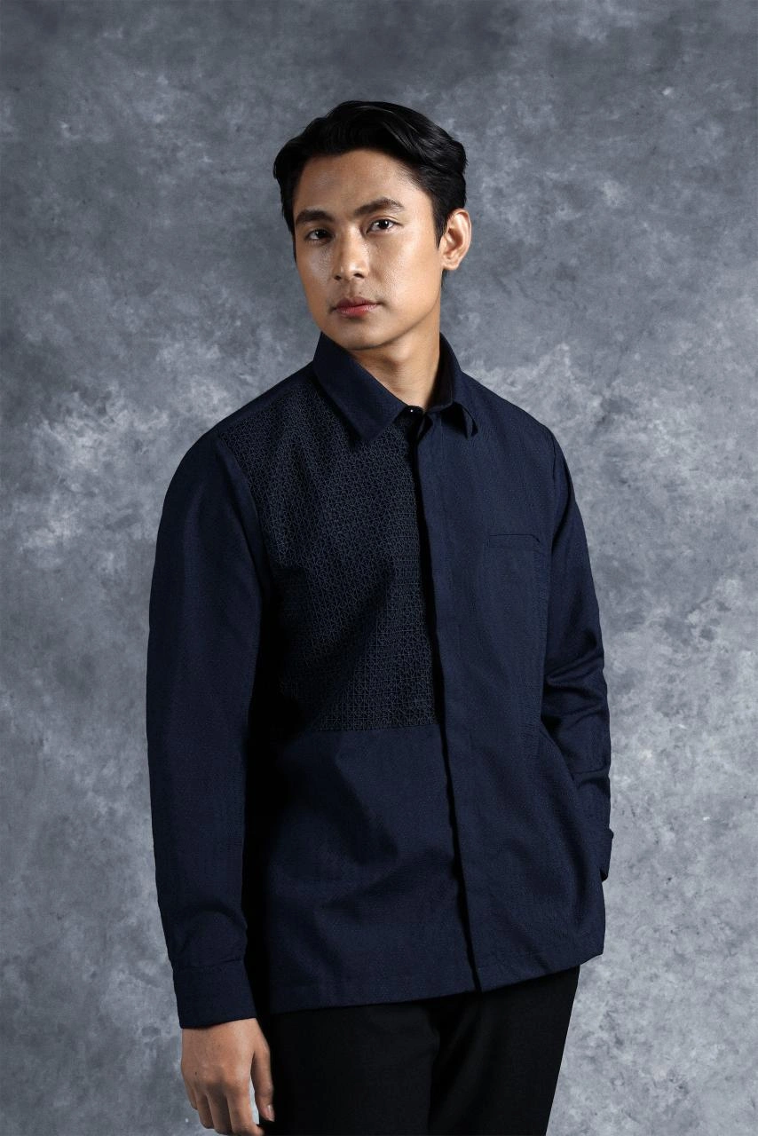 Kemeja Elok Brokat Lengan Panjang Swarga