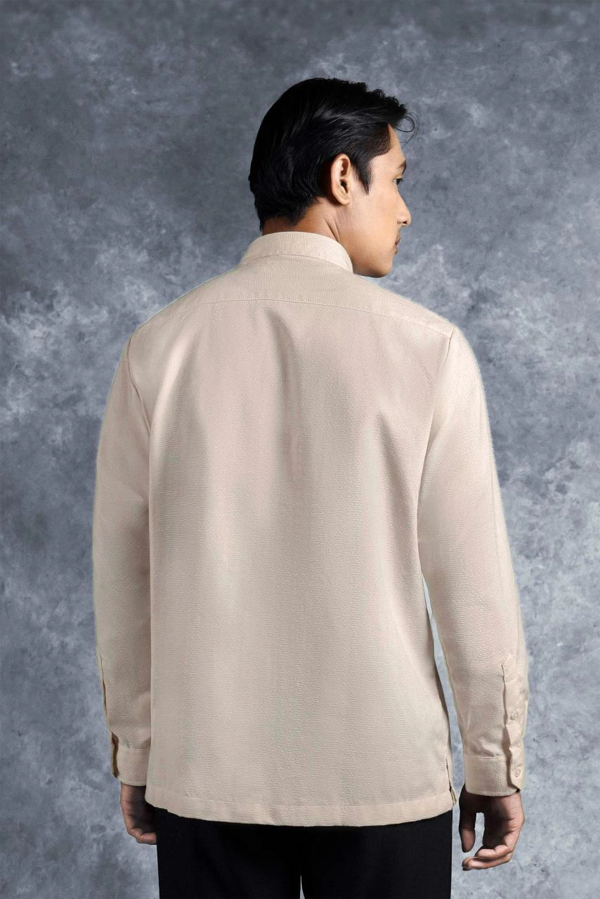 Kemeja Elok Brokat Lengan Panjang Palem - Gambar 5