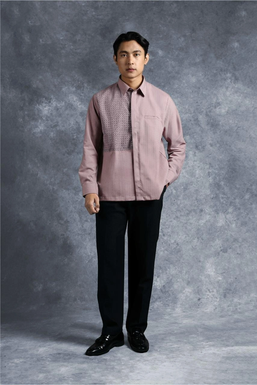 Kemeja Elok Brokat Lengan Panjang Kusuma - Gambar 4