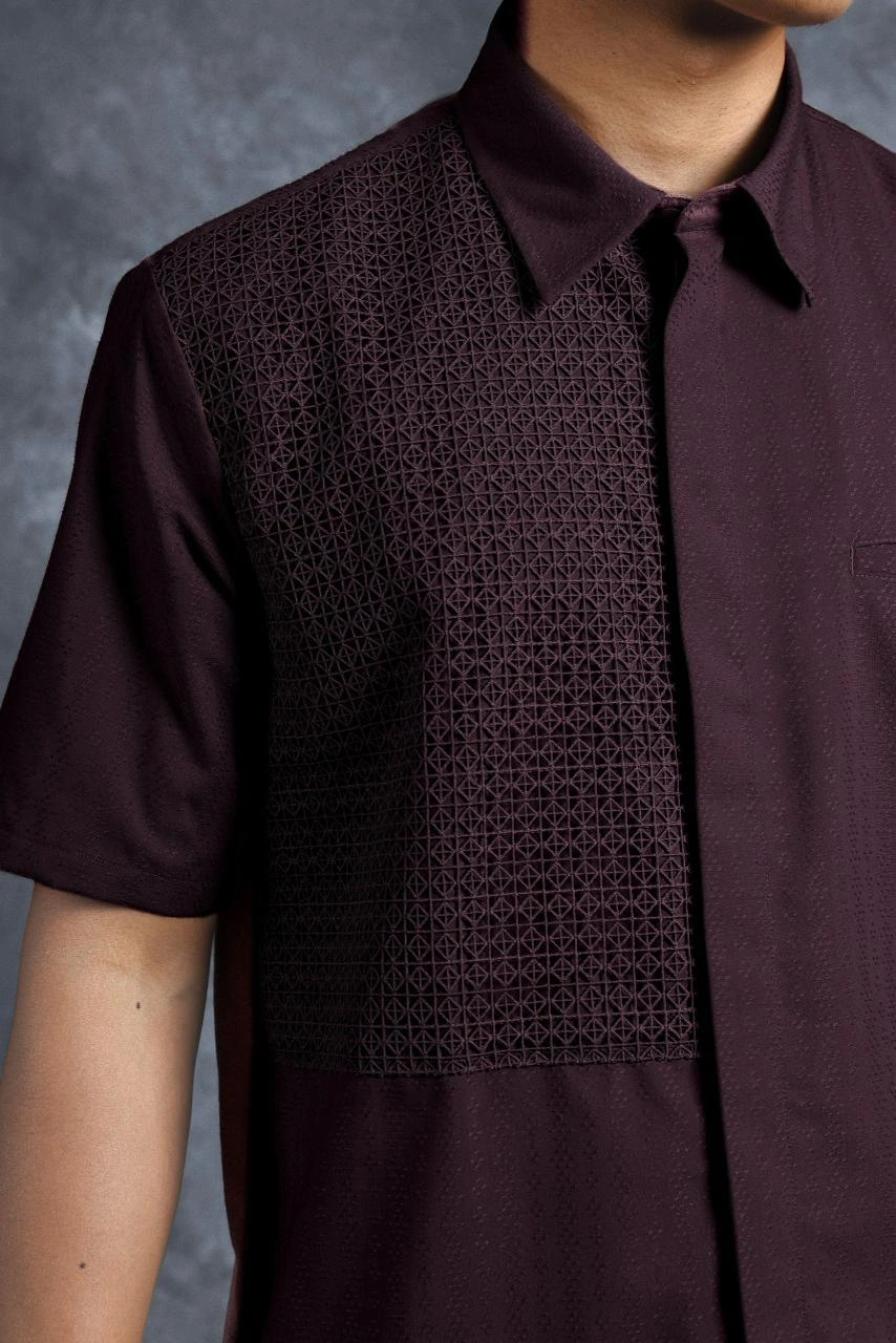 Kemeja Elok Brokat Lengan Pendek Gandaria - Gambar 5