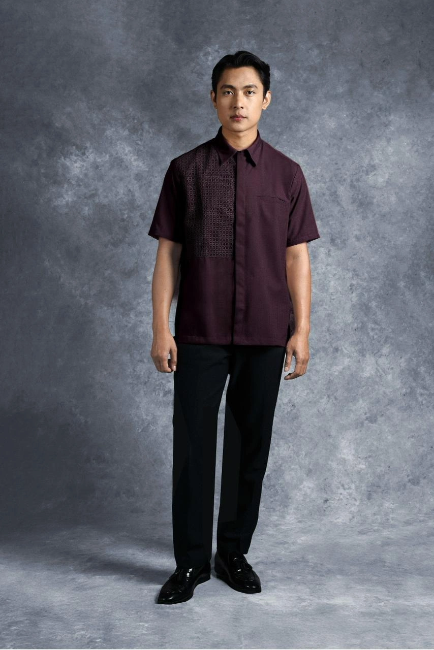 Kemeja Elok Brokat Lengan Pendek Gandaria - Gambar 3