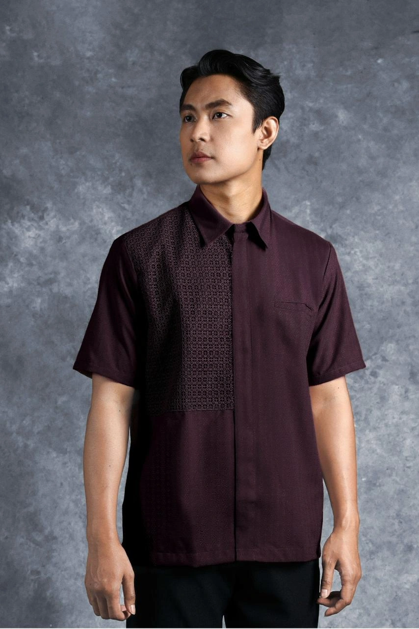 Kemeja Elok Brokat Lengan Pendek Gandaria - Gambar 4