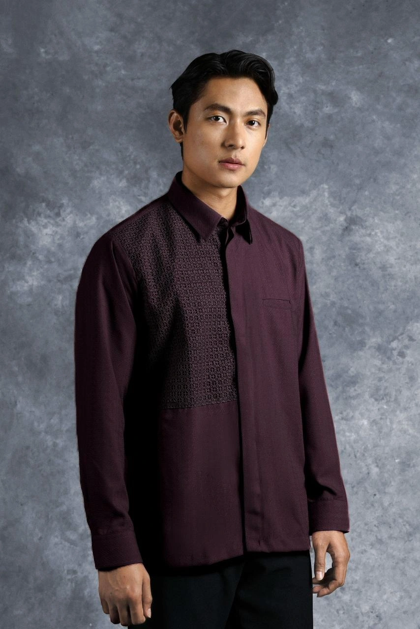 Kemeja Elok Brokat Lengan Panjang Gandaria