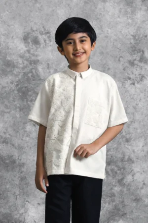 Kemeja Anak Brukat Saku Renjana Binar