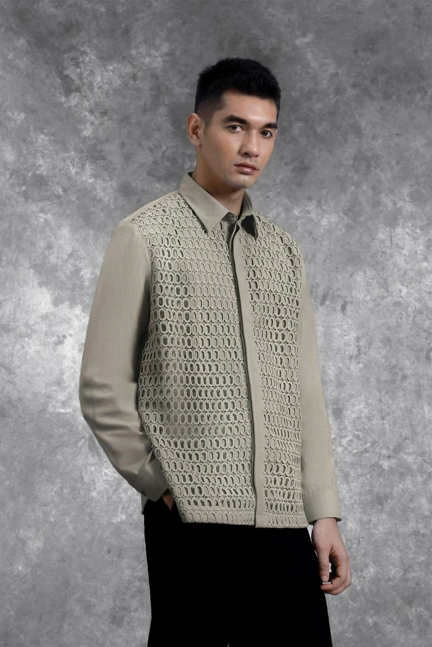 Kemeja Brukat Renjana Lengan Panjang Tenun - Gambar 2