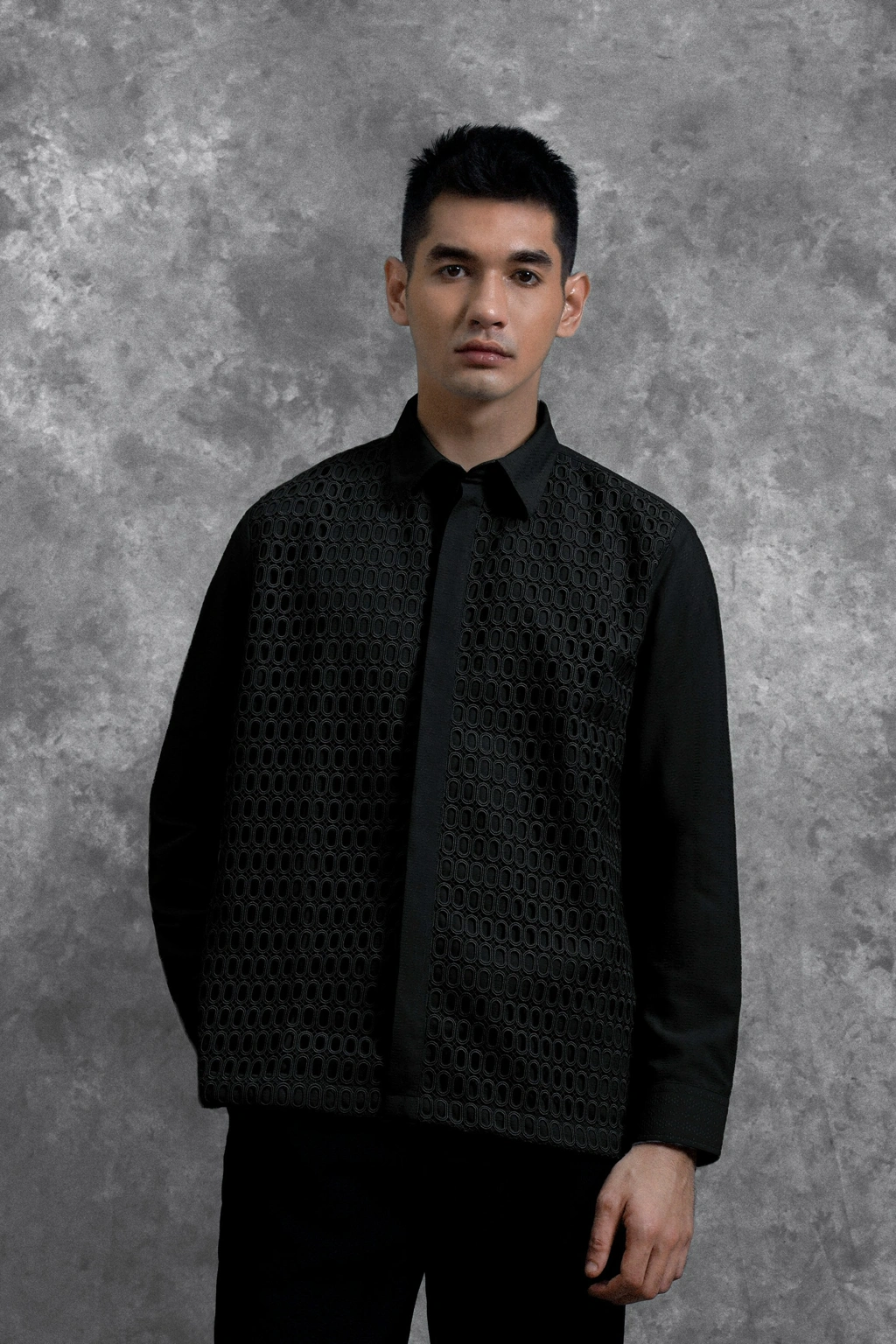 Kemeja Brukat Renjana Lengan Panjang Bayang - Gambar 2