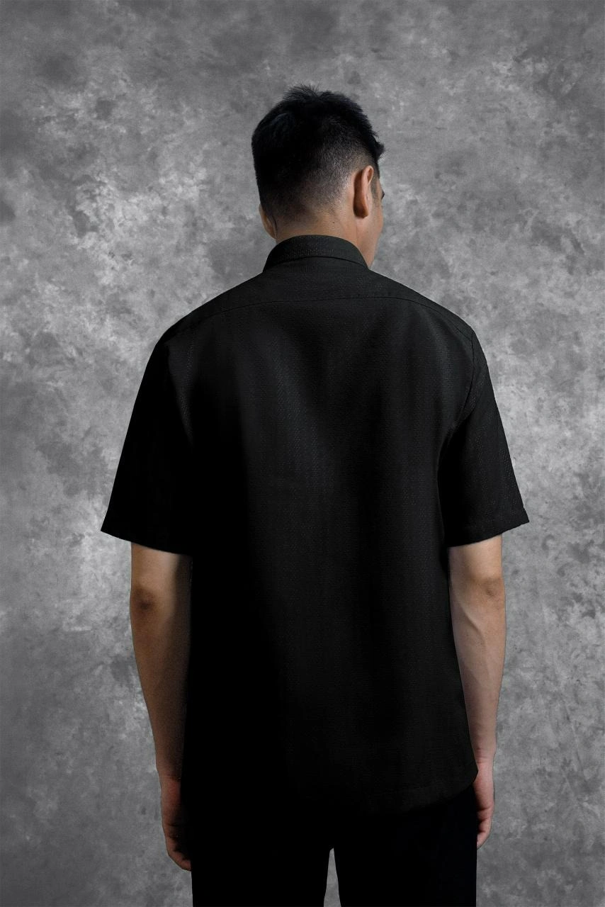 Kemeja Brukat Renjana Lengan Pendek Bayang - Gambar 3