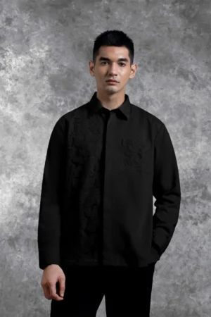 Kemeja Brukat Saku Renjana Lengan Panjang Bayang