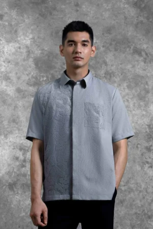 Kemeja Brukat Saku Renjana Lengan Pendek Embun