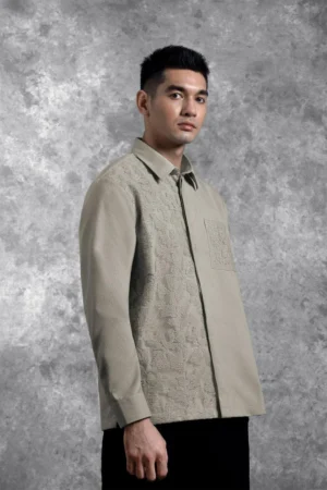 Kemeja Brukat Saku Renjana Lengan Panjang Tenun