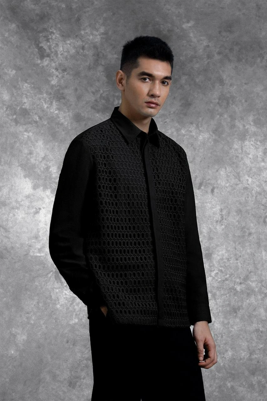 Kemeja Brukat Renjana Lengan Panjang Bayang