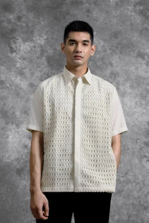 Kemeja Brukat Renjana Lengan Pendek Binar