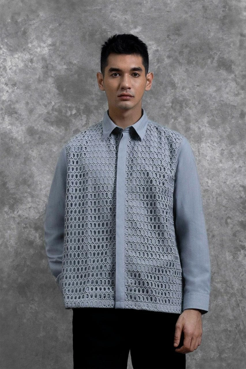 Kemeja Brukat Renjana Lengan Panjang Embun - Gambar 3