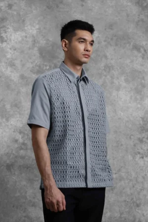 Kemeja Brukat Renjana Lengan Pendek Embun