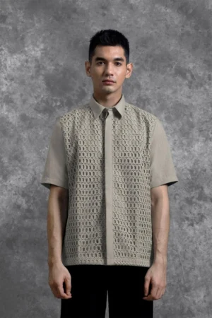 Kemeja Brukat Renjana Lengan Pendek Tenun